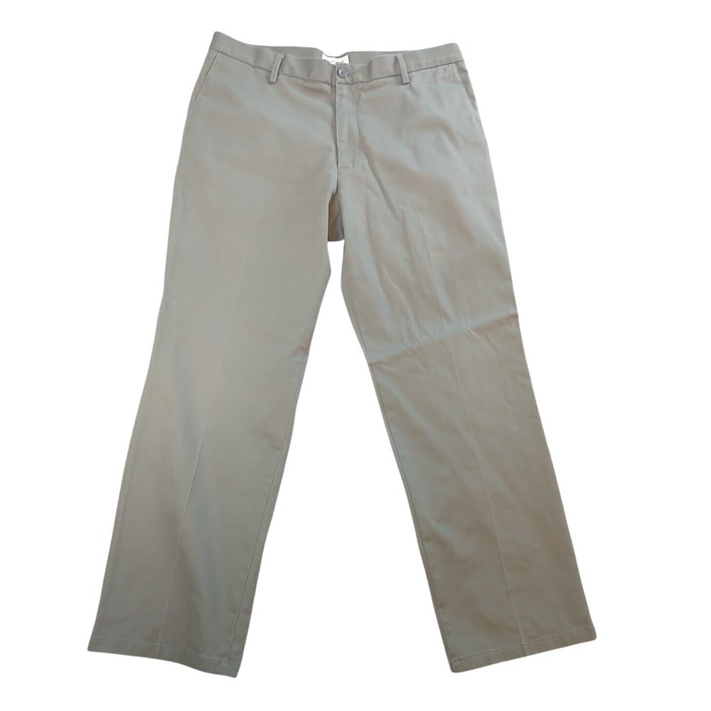 Dockers Mens Straight Fit Chino Pants Olive Khaki Flat Front 38x29.5 Workwear